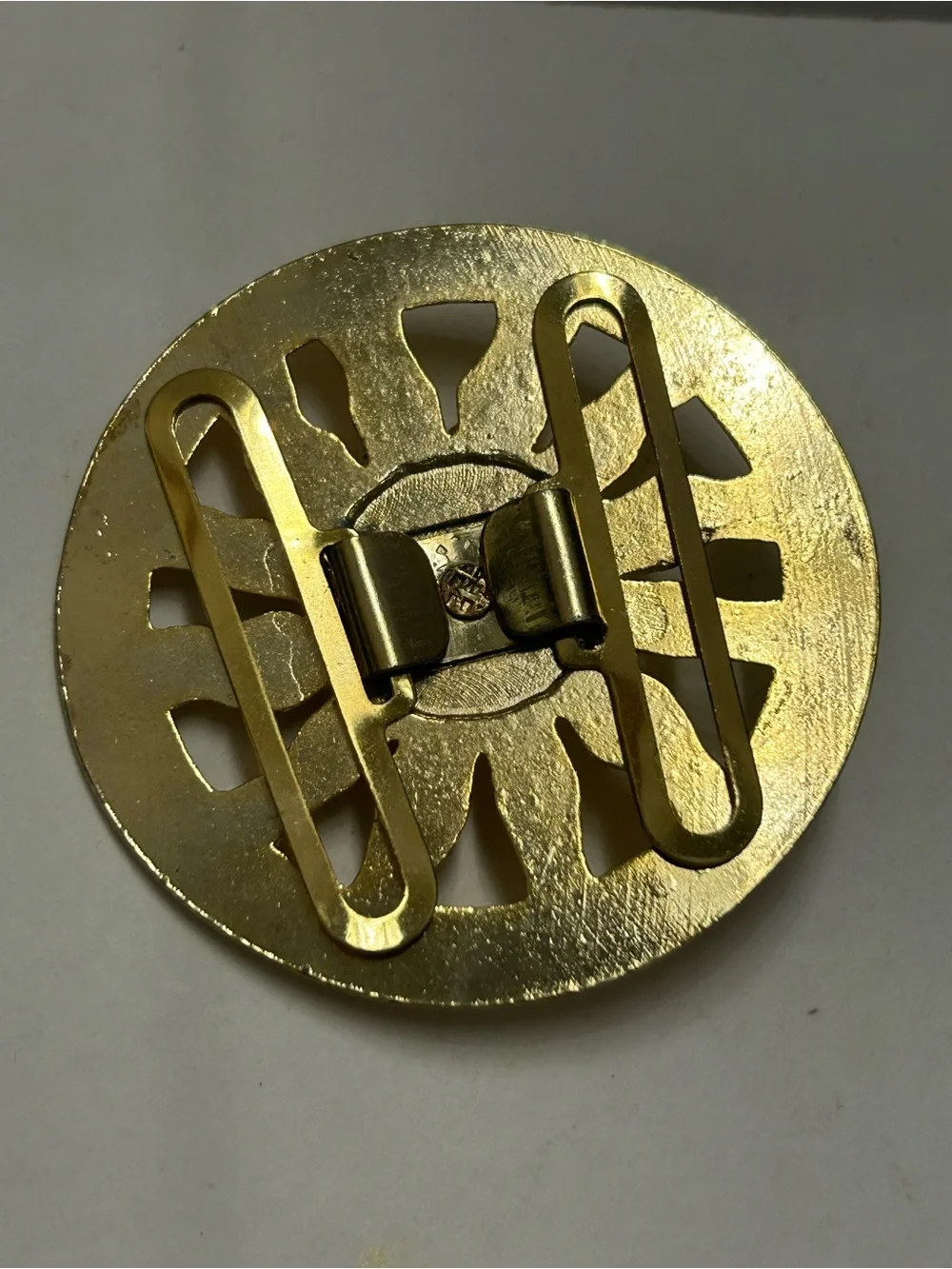 Gold Celestial Sun Face Belt Buckle Set Vintage Omega